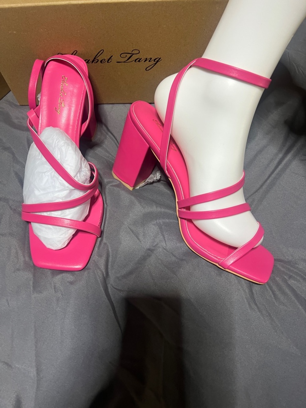 Elisabeth Lang Hot Pink Strappy Block Heel Sandals - Women